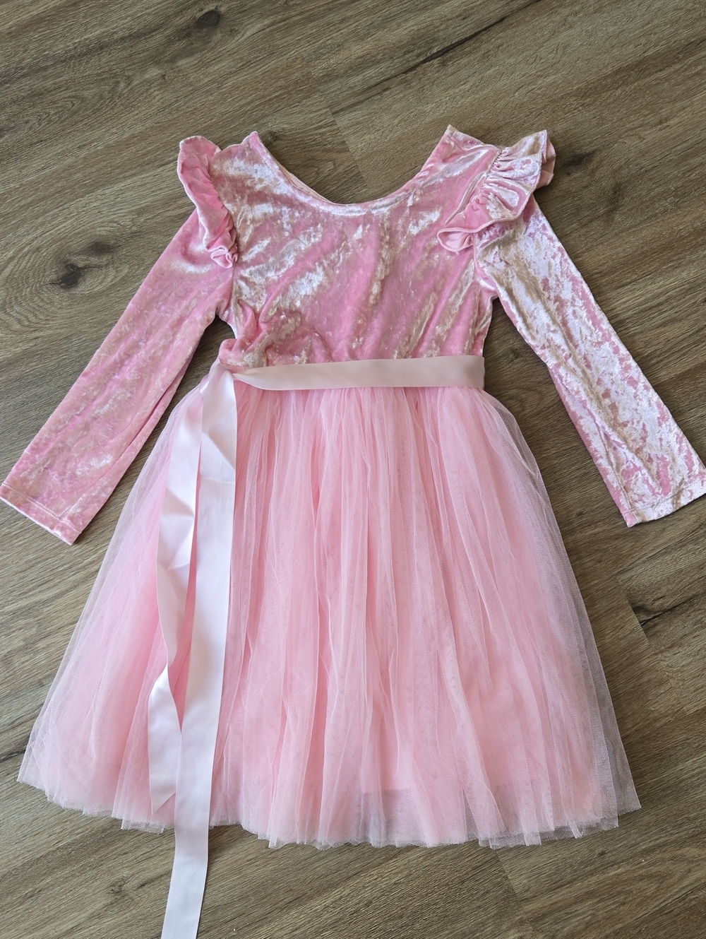 Pink Velvet & Tulle Kids Dress